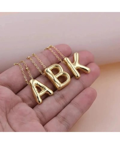 Bubble Letter Necklaces for Gold Women Girls, Dainty 14K Gold Over Balloon Initial Necklace Personalized Chunky Gold Letter N...