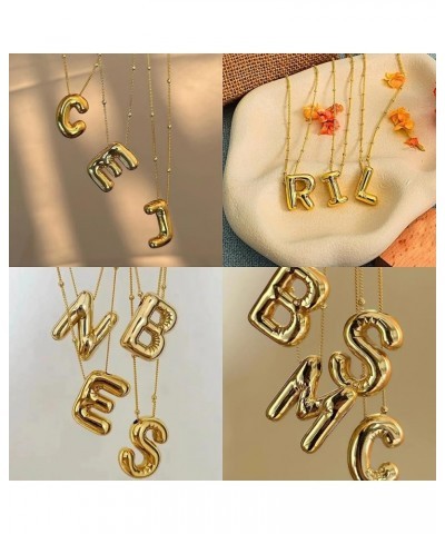 Bubble Letter Necklaces for Gold Women Girls, Dainty 14K Gold Over Balloon Initial Necklace Personalized Chunky Gold Letter N...