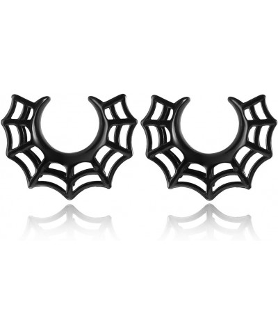 2 PCS Hypoallergenic 316 Stainless Steel 0G-1" Cute Spider Web Saddle Plugs Cool Saddle Gauges Halloween Ear Plugs Expander S...