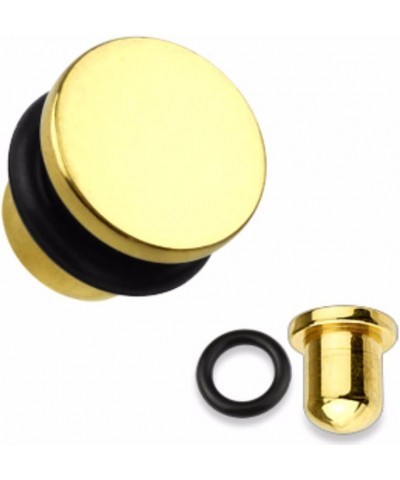 Flat Top Titanium IP 316L Surgical Steel Single Flare WildKlass Plug with O-Ring (Sold as a Pair) 8 GA, Gold $9.66 Body Jewelry