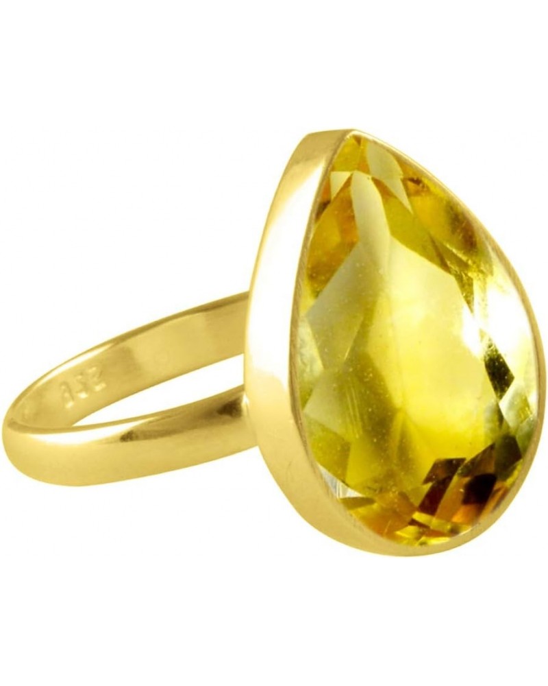 Choose Your Natural Gemstone Ring Pear Shape 18k Gold Plated Faceted Birthstones Jewelry 4-13 natural-faceted citrine $13.77 ...