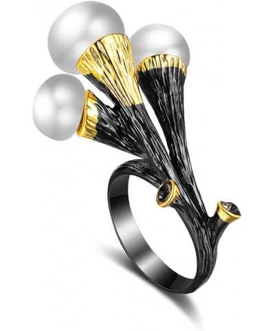 Fashion Flower Cocktail Rings for Women - Statement Jewelry Piece Perfect for Weddings, Engagements, and Gifts branch black $...