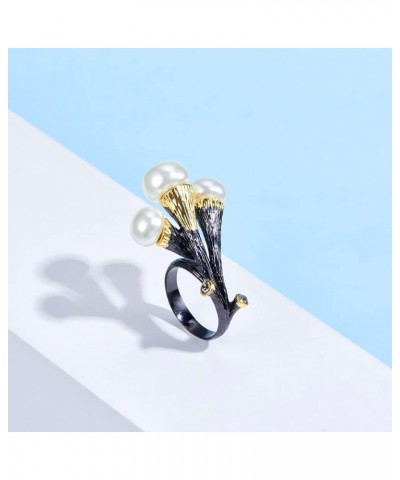 Fashion Flower Cocktail Rings for Women - Statement Jewelry Piece Perfect for Weddings, Engagements, and Gifts branch black $...