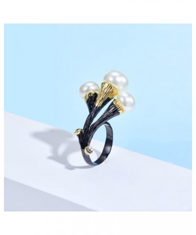 Fashion Flower Cocktail Rings for Women - Statement Jewelry Piece Perfect for Weddings, Engagements, and Gifts branch black $...