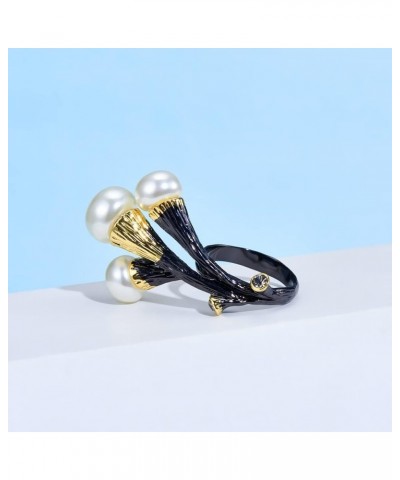 Fashion Flower Cocktail Rings for Women - Statement Jewelry Piece Perfect for Weddings, Engagements, and Gifts branch black $...