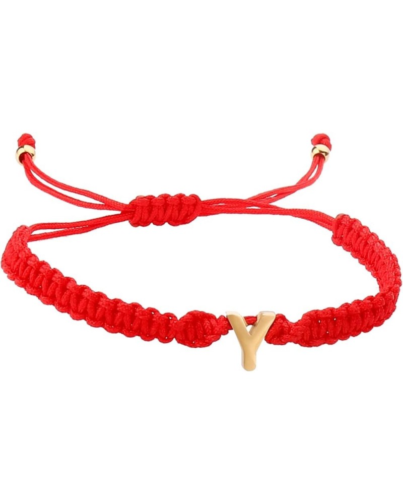 Teen Boys Watches Personalized 26 Initial Bracelet Stainless Steel Gold Plated Letter Red Woven Bracelet Dainty Charm Bracele...