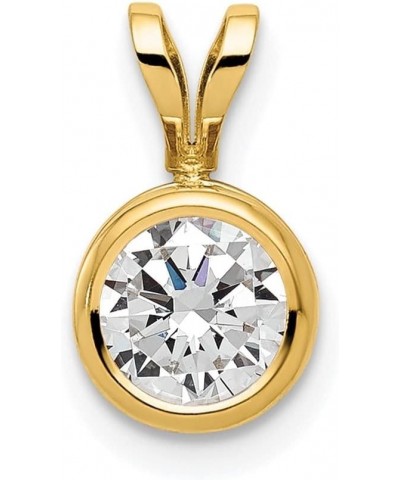 14K Yellow Gold 6mm Gemstone bezel Pendant for Women (L- 12 mm, W- 7 mm) Cubic Zirconia $55.20 Pendants