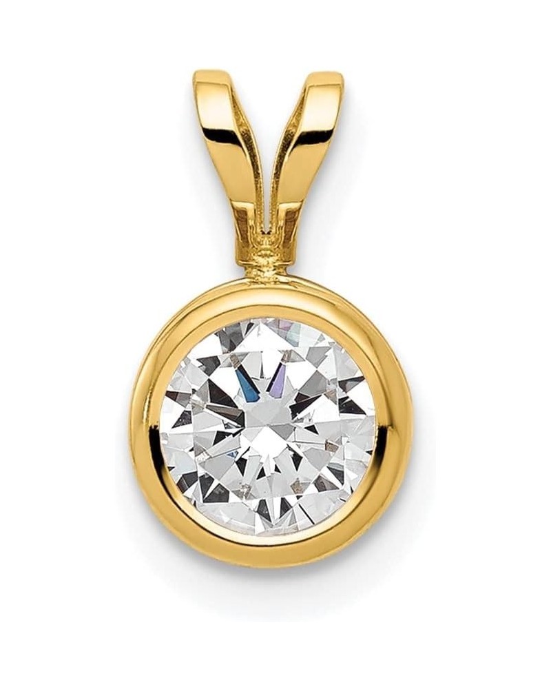 14K Yellow Gold 6mm Gemstone bezel Pendant for Women (L- 12 mm, W- 7 mm) Cubic Zirconia $55.20 Pendants