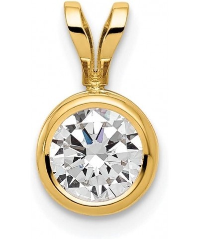 14K Yellow Gold 6mm Gemstone bezel Pendant for Women (L- 12 mm, W- 7 mm) Cubic Zirconia $55.20 Pendants