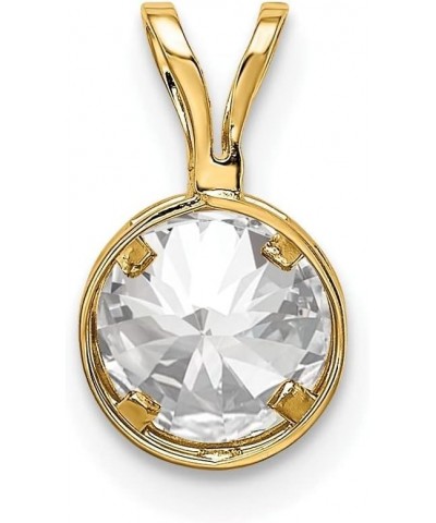 14K Yellow Gold 6mm Gemstone bezel Pendant for Women (L- 12 mm, W- 7 mm) Cubic Zirconia $55.20 Pendants