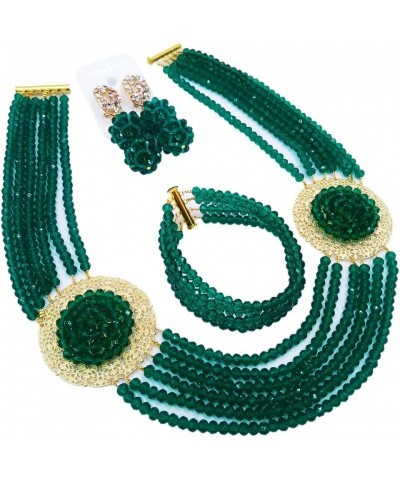 African Jewelry Sets for Women Nigerian Beads Jewelry Set Bridal and Earrings Army Green $16.80 Jewelry Sets