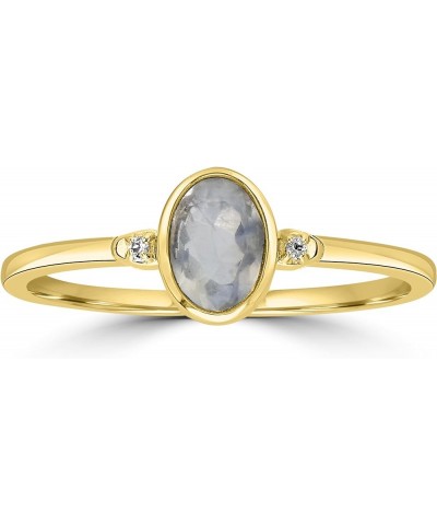 Kate 14k Gold over Sterling Silver and Sterling Silver Genuine Gemstone Stackable Oval Ring, Sizes 6-8 8 14k Gold Over Sterli...