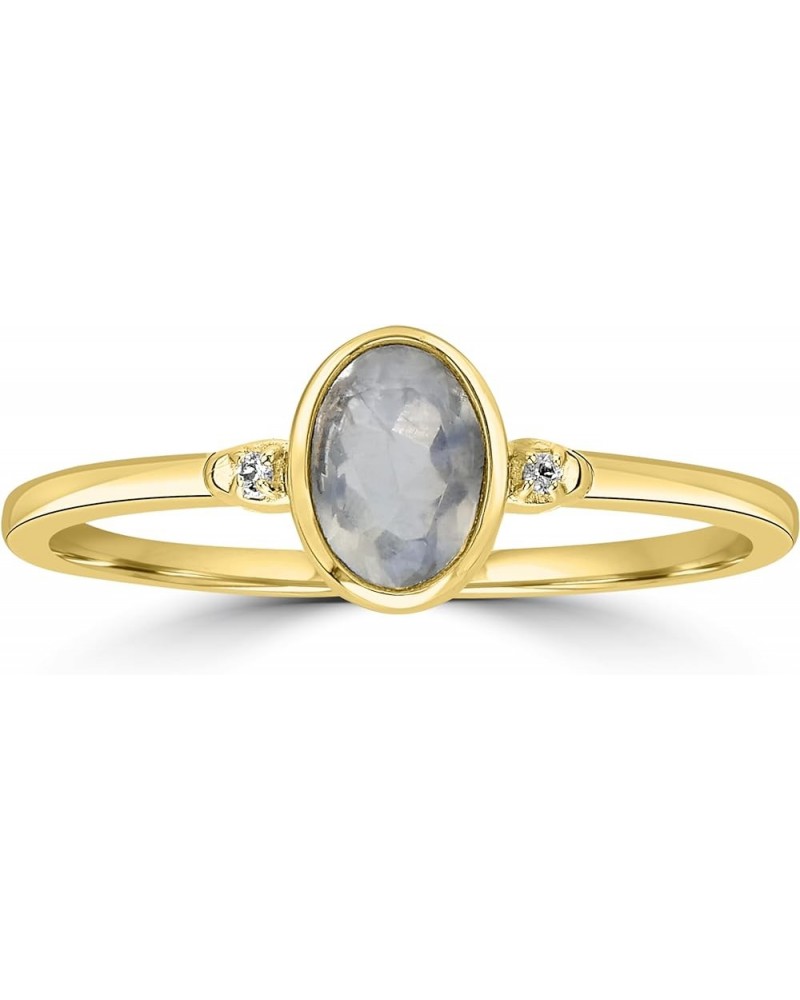 Kate 14k Gold over Sterling Silver and Sterling Silver Genuine Gemstone Stackable Oval Ring, Sizes 6-8 8 14k Gold Over Sterli...