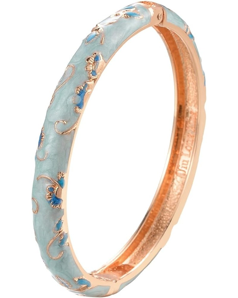 Women's Bangle Bracelet Golded Alloy Hinged Flower Enameled Cloisonne Jewelry with Gift Box 55B01 B30-Blue $17.34 Bracelets