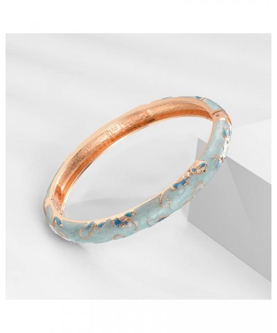 Women's Bangle Bracelet Golded Alloy Hinged Flower Enameled Cloisonne Jewelry with Gift Box 55B01 B30-Blue $17.34 Bracelets