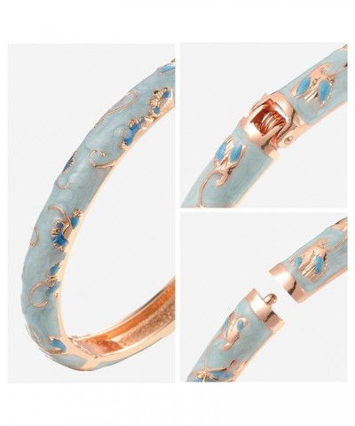 Women's Bangle Bracelet Golded Alloy Hinged Flower Enameled Cloisonne Jewelry with Gift Box 55B01 B30-Blue $17.34 Bracelets