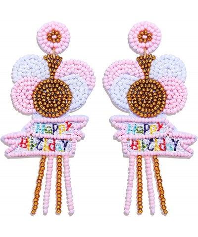 Birthday Earrings Beaded Balloon Happy Birthday Earrings for Women Girls Handmade Celebration Drop Dangle Earrings Birthday P...