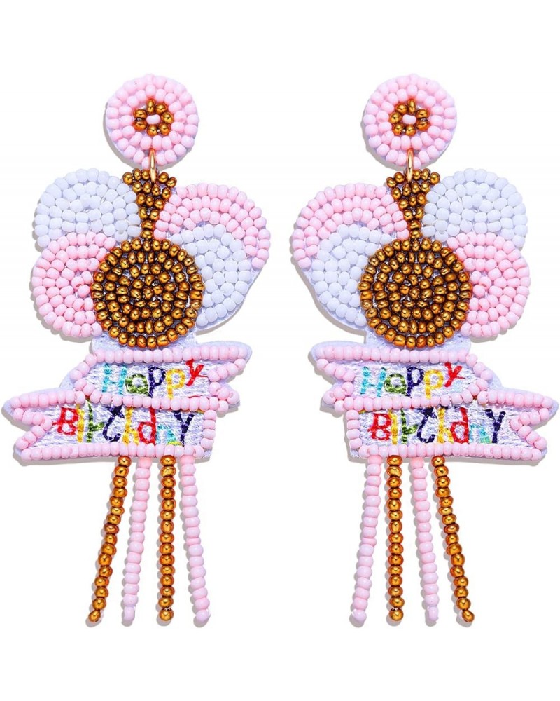 Birthday Earrings Beaded Balloon Happy Birthday Earrings for Women Girls Handmade Celebration Drop Dangle Earrings Birthday P...