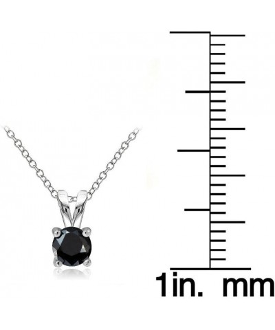 925 Sterling Silver Black Cubic Zirconia Round Solitaire Necklace for Women Teen Girls Men, Silver, Yellow Gold, Rose Gold 5m...