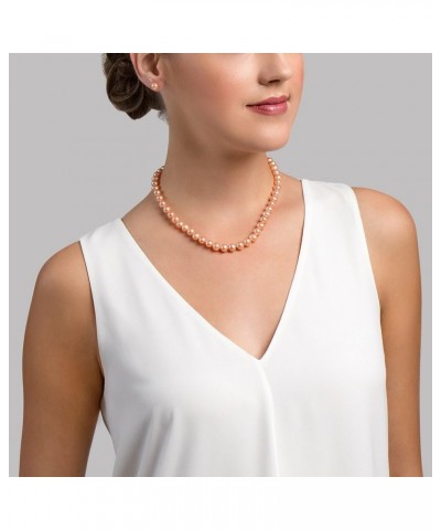 14K Gold 7-8mm AAA Quality Peach Freshwater Cultured Pearl Necklace for Women 24.0 Inches White Gold $77.04 Necklaces