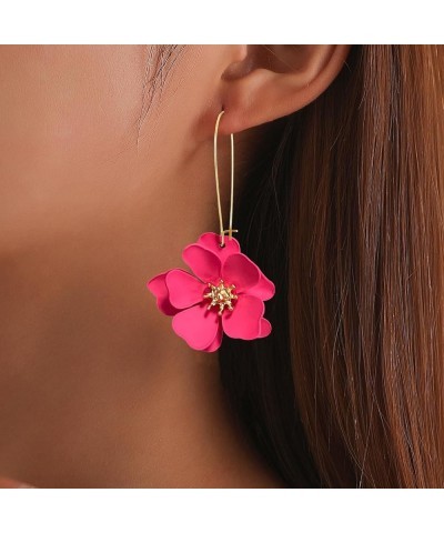 Bohemian Daisy Flower Earrings for Women Matte Long Flower Drop Earrings Exaggerated Layered Petal Dangle Earrings for Women ...