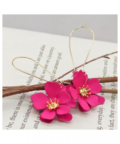 Bohemian Daisy Flower Earrings for Women Matte Long Flower Drop Earrings Exaggerated Layered Petal Dangle Earrings for Women ...