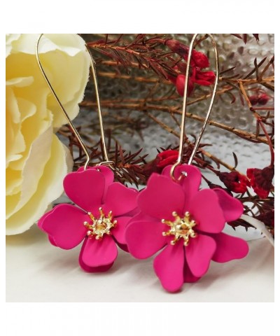 Bohemian Daisy Flower Earrings for Women Matte Long Flower Drop Earrings Exaggerated Layered Petal Dangle Earrings for Women ...