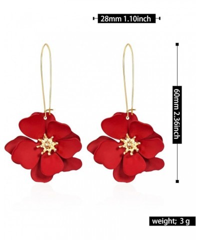 Bohemian Daisy Flower Earrings for Women Matte Long Flower Drop Earrings Exaggerated Layered Petal Dangle Earrings for Women ...