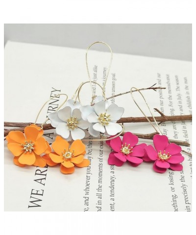 Bohemian Daisy Flower Earrings for Women Matte Long Flower Drop Earrings Exaggerated Layered Petal Dangle Earrings for Women ...