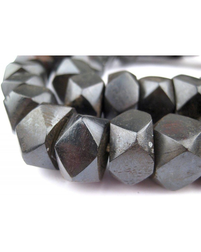 Washed Grey Bone Beads - Full Strand of Fair Trade African Beads - (Faceted, Washed Grey) Faceted Black $15.20 Necklaces