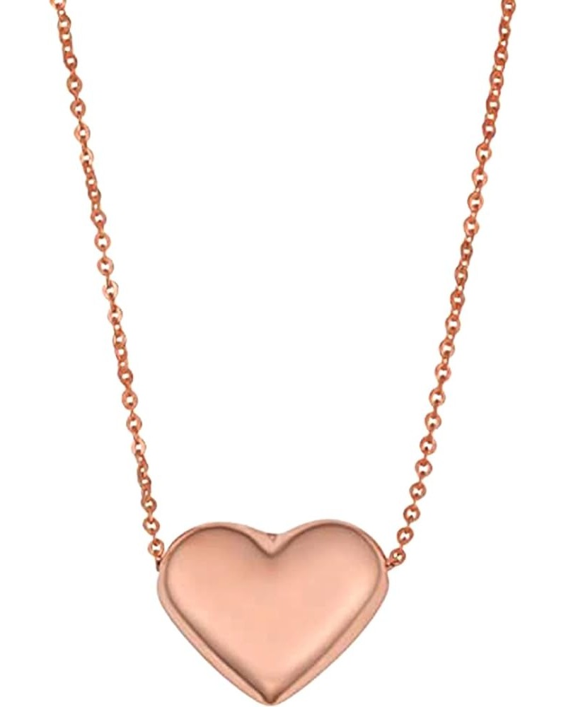 Real Gold Puffed Heart Pendant Necklace, 18 Rose Gold 10k $43.05 Necklaces