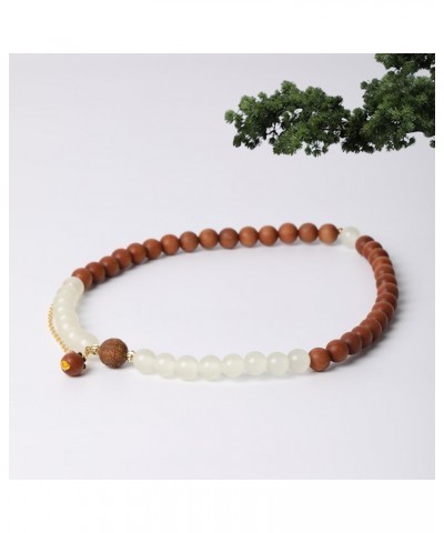 Wood Prayer Bead Bracelet Natural Sandalwood Handmade Stretch Wooden Beaded Bracelets with Storage Drawstring Pouch for Men a...