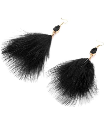 Essencedelight Feather Dangle Earrings Vintage Fringe Tassel Long Drop Earrings Hook Earrings for Women Girls Valentines Day ...