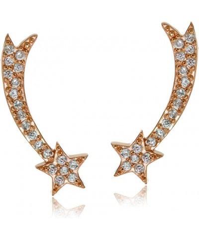 Sterling Silver Cubic Zirconia Shooting Star Crawler Climber Hook Earrings Rose Gold Flash Silver $16.80 Earrings