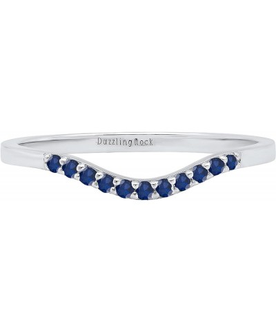 Round Gemstone or Diamond 11 Stone Contour Stackable Wedding Band for Women in 925 Sterling Silver Blue Sapphire 7.5 $29.14 B...