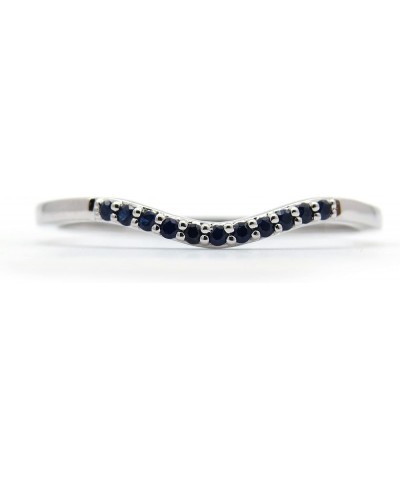 Round Gemstone or Diamond 11 Stone Contour Stackable Wedding Band for Women in 925 Sterling Silver Blue Sapphire 7.5 $29.14 B...