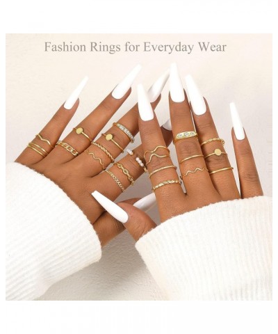 70 Pcs Vintage Gold Rings Set for Women Teen Girls, Boho Midi Finger Knuckle Ring Pack, Trendy Aesthetic Stackable Ring of Pa...