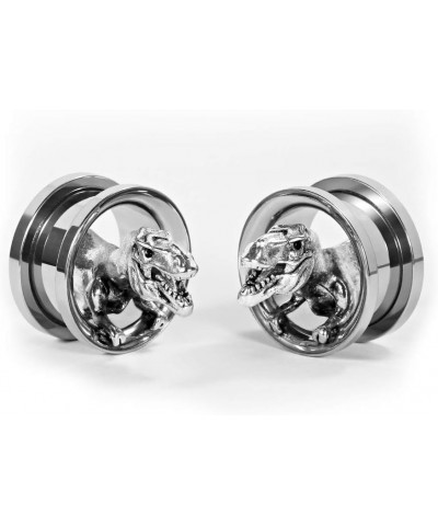 Ear Plugs Silver Screw Fit Tunnels Gauges Dinosaur Skull Stretchers Expander 2pcs style 1 0g(8mm) $10.06 Others