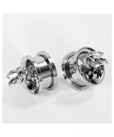 Ear Plugs Silver Screw Fit Tunnels Gauges Dinosaur Skull Stretchers Expander 2pcs style 1 0g(8mm) $10.06 Others