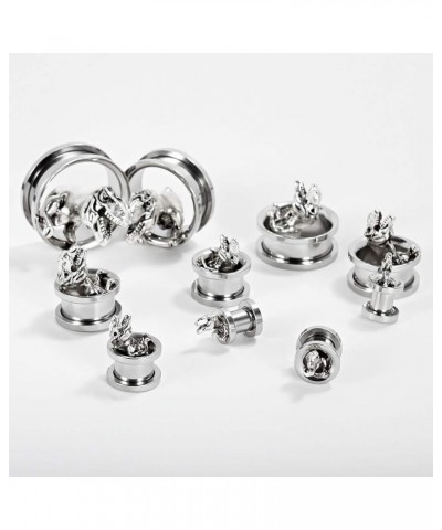 Ear Plugs Silver Screw Fit Tunnels Gauges Dinosaur Skull Stretchers Expander 2pcs style 1 0g(8mm) $10.06 Others