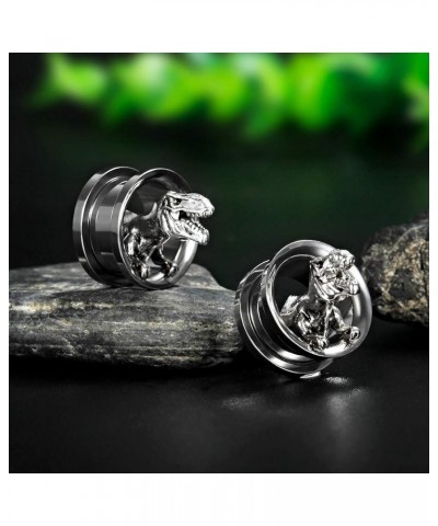 Ear Plugs Silver Screw Fit Tunnels Gauges Dinosaur Skull Stretchers Expander 2pcs style 1 0g(8mm) $10.06 Others