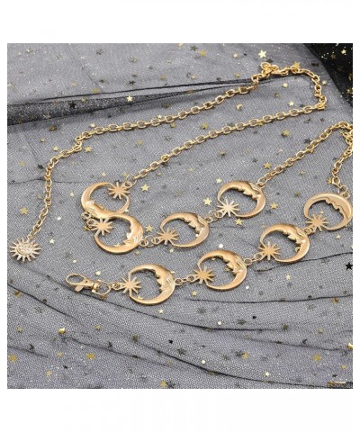 Moon Star Waist Chain Belt for Women Metal Gold Silver Body Belly Chain Waist Jewelry Body Accessories for Women A:Gold 43.3 ...