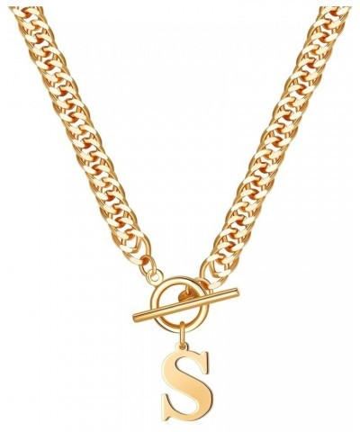 14K Gold Cuban Initial Necklaces for Women Girls | Silver Letter Chunky Chain Choker Rose Gold Necklace Gifts 03-Gold S $8.99...