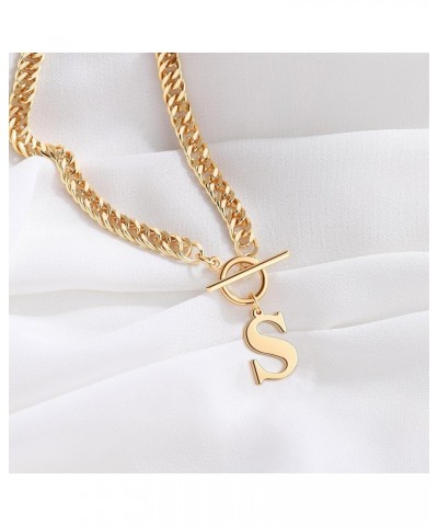 14K Gold Cuban Initial Necklaces for Women Girls | Silver Letter Chunky Chain Choker Rose Gold Necklace Gifts 03-Gold S $8.99...