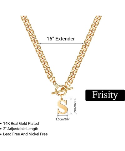 14K Gold Cuban Initial Necklaces for Women Girls | Silver Letter Chunky Chain Choker Rose Gold Necklace Gifts 03-Gold S $8.99...