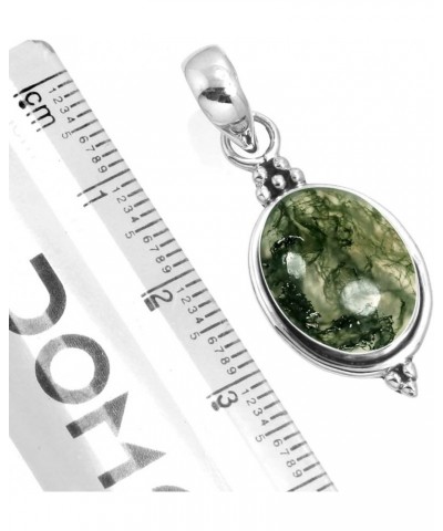 925 Sterling Silver Handmade Pendant for Women 10x14 Oval Gemstone Costume Silver Jewelry for Gift (99553_P) Moss Agate $20.4...