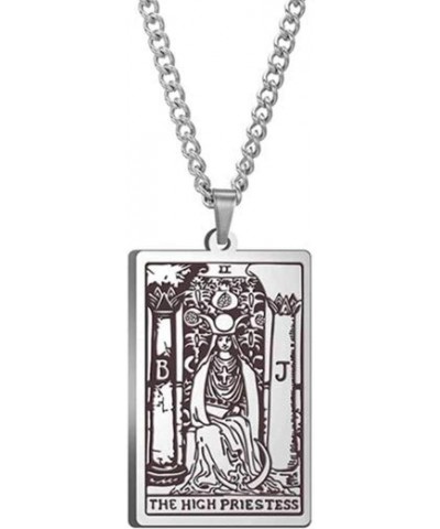 Retro Vintage Stainless Steel Tarot Card Rider Waite Pendant Necklace The High Priestess $8.24 Necklaces