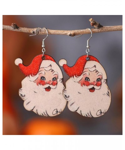 Christmas Earrings for Women Wooden Christmas Hat Earrings Cute Claus Earrings Christmas New Year Jewelry Gift A $6.35 Earrings