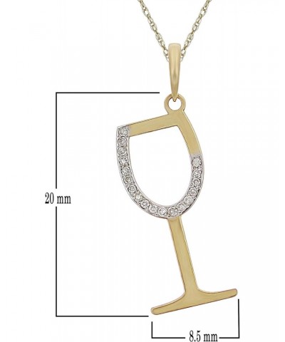 10k Yellow Gold 0.03 ctw Diamond-Studded Wine Glass Shaped Pendant Necklace 18" (I-J Color, I1-I2 Clarity) $47.25 Necklaces