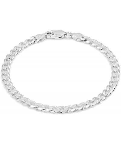 Solid Sterling Silver 925 Curb Link Chain Bracelet for Women and Girls - Fine 4.5mm Bracelet 7" - 9" Length - Made in Italy 8...